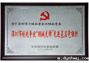 全国个私协会服务工作先进单位“创先争优‘鹏城先锋’先进基层党组织”